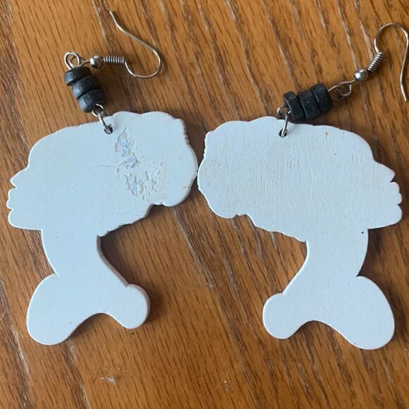 Pierced Earrings Exaggerated Fishhook Wood Lightweight Earrings Exotic W… - Picture 4 of 6